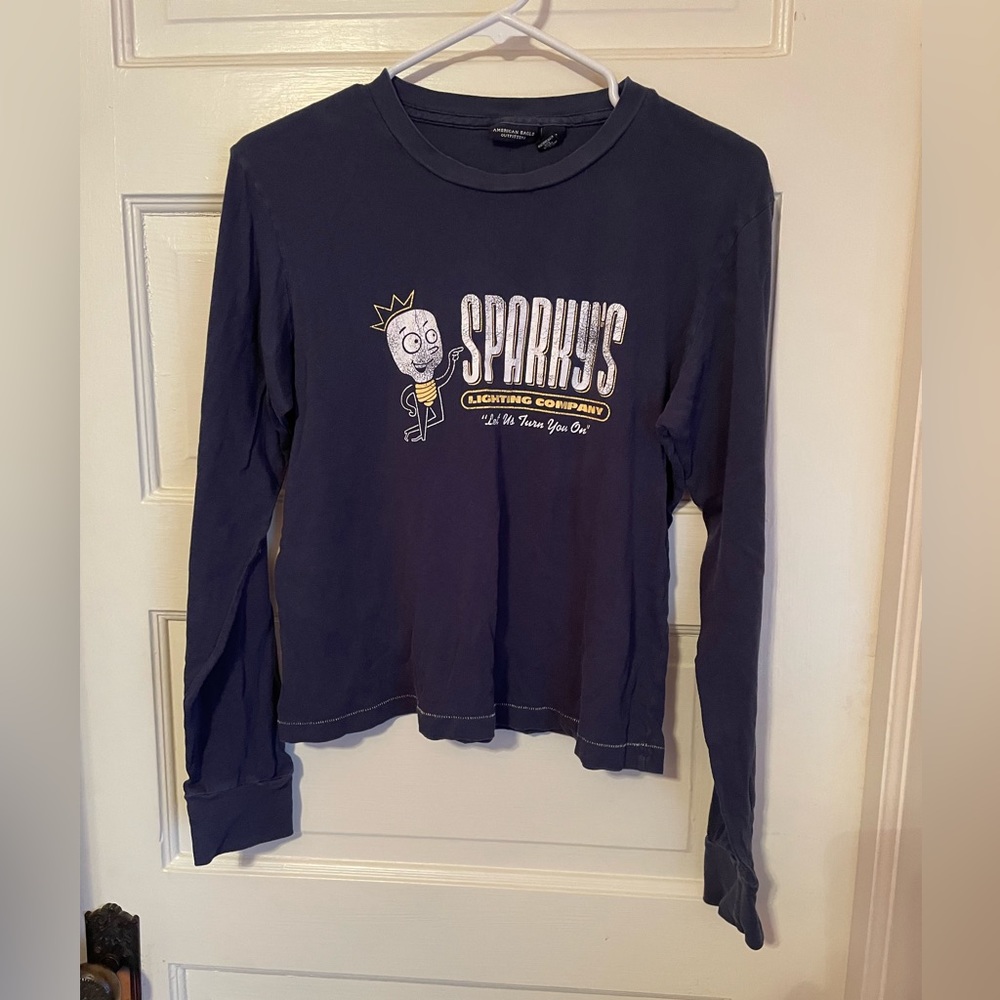 american eagle navy long sleeve T-shirt sparkys electronic co - large